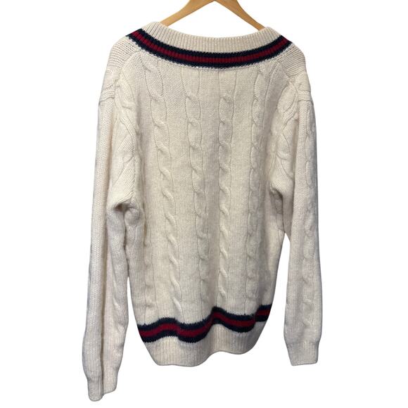 Brandy Melville Nikki VNeck Tennis Sweater Cableknit Wool Blend Oversized - Picture 3 of 11